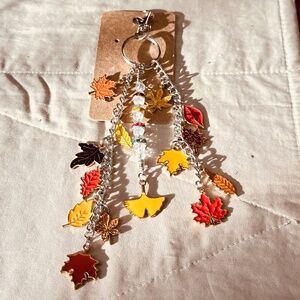 Handmade Autumn Leaf Keychain Bag Charm Fall Harvest Purse Charm Colorful Leaves